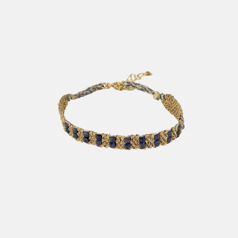 DAG Gioielli Woven Bracelet with Double Row of Sapphire Gemstones - Big Bag NY