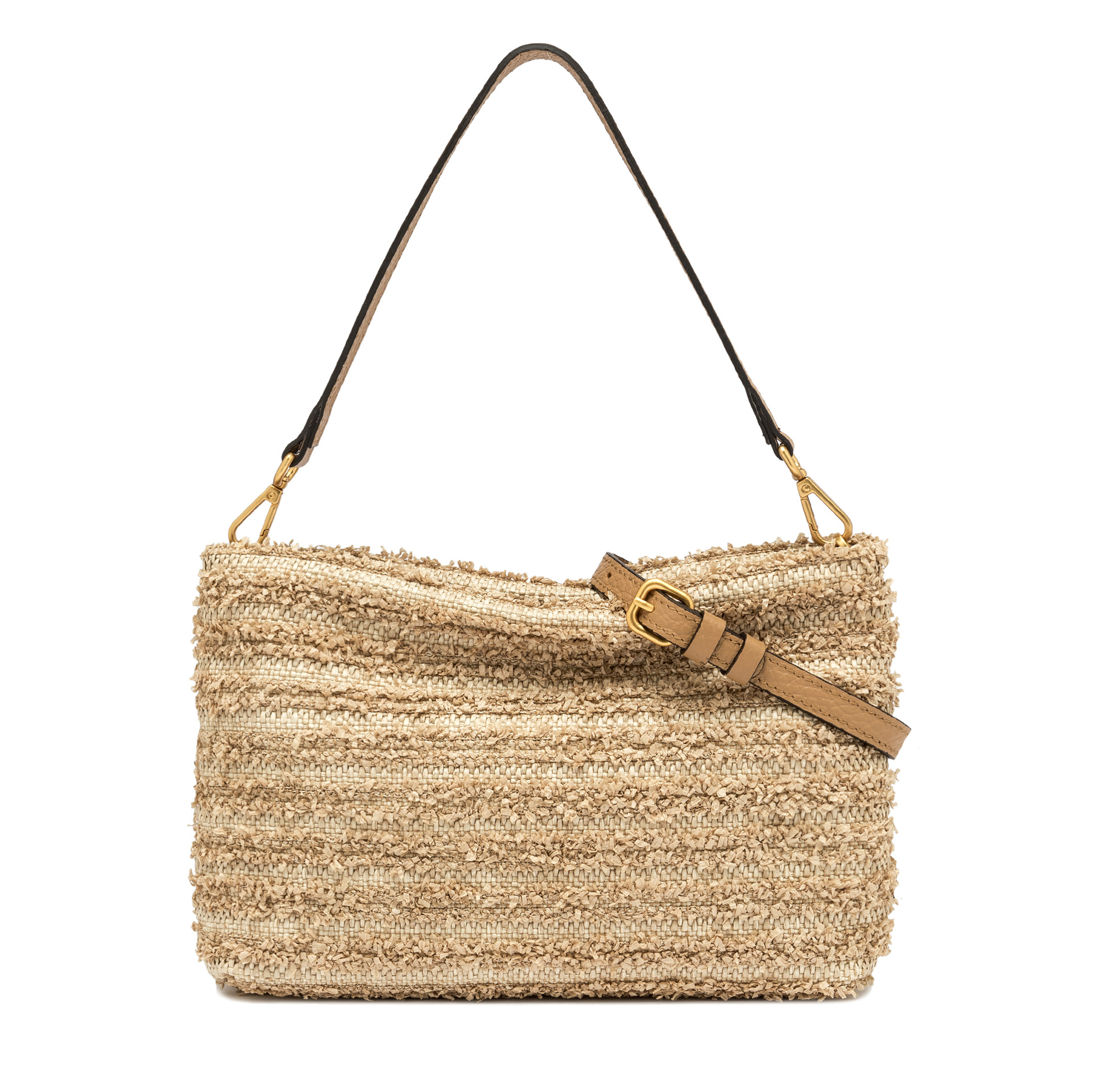 Gianni Chiarini Brenda Tweed Shoulder Bag with Detachable Crossbody Strap Natural - Big Bag NY