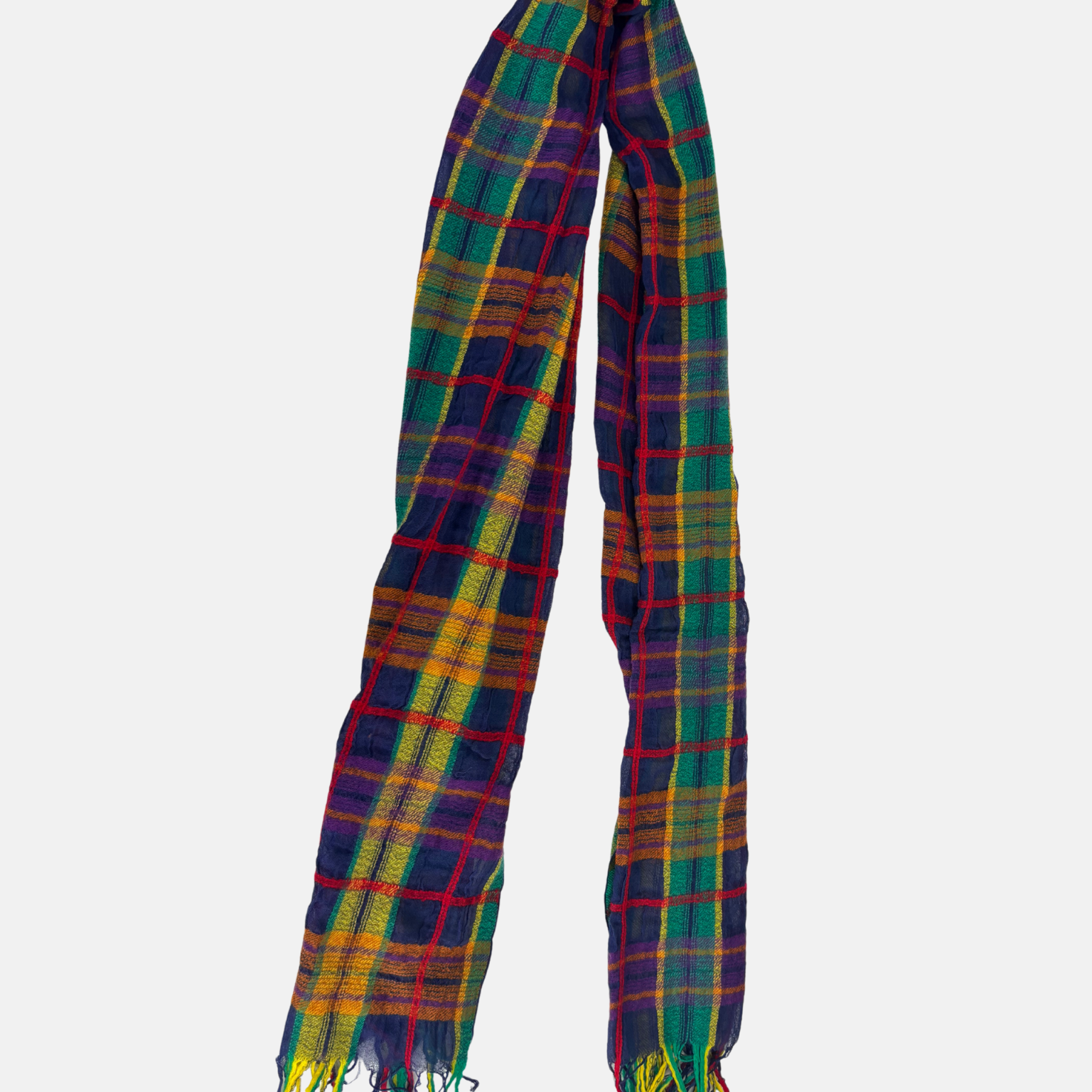 Hand Knit Plaid Scarf