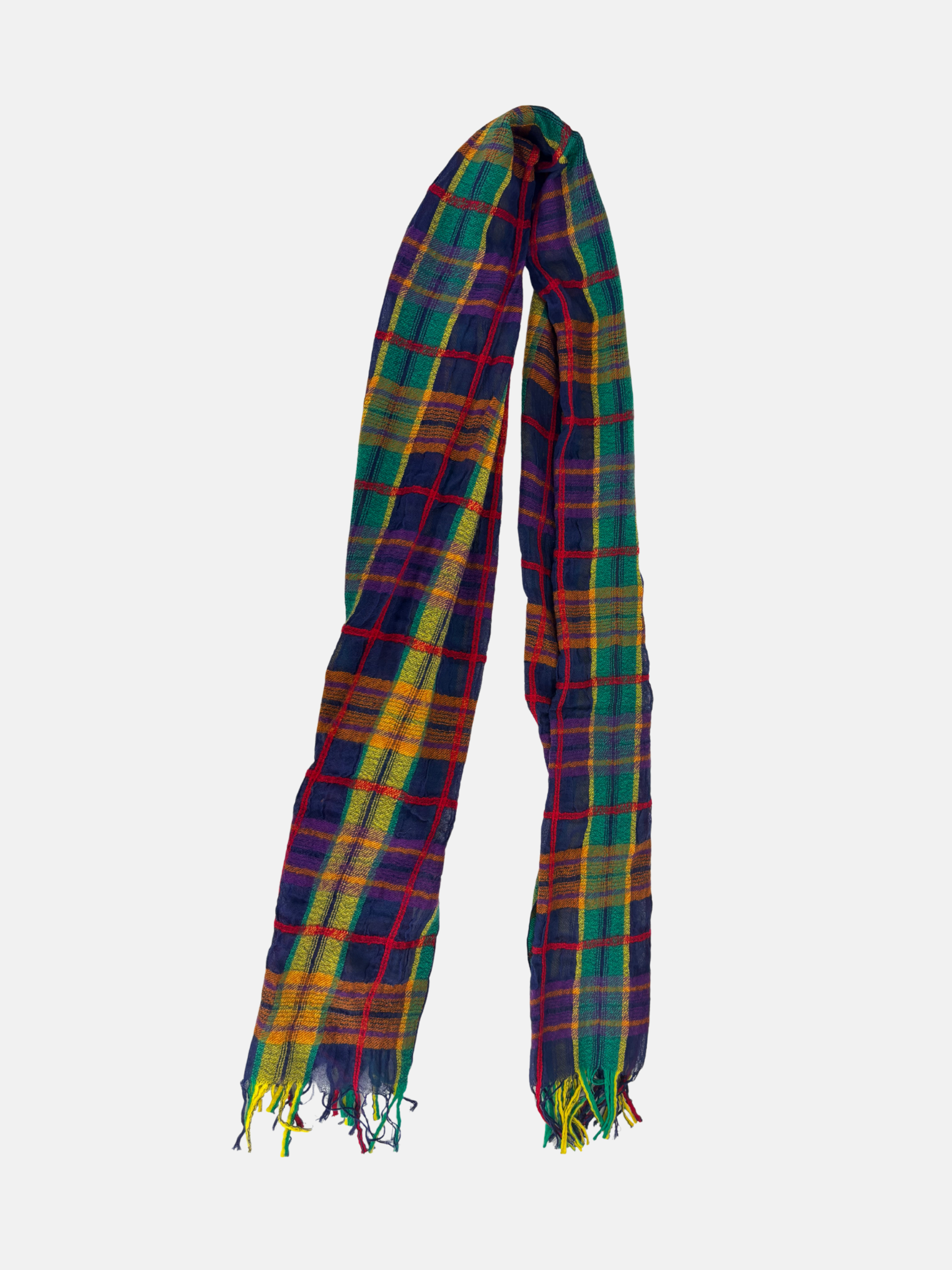 Hand Knit Plaid Scarf