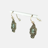 Woven Pyrite and Chalcedony Flower Earrings