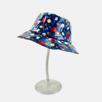 Glossy Bucket Rain Hat in Floral Print Blue - Big Bag NY