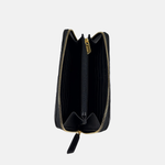 Biagini Pleated Nappa Long Zip Around Clutch Wallet in Black - Big Bag NY