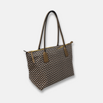 Roberta Pieri Robertina Small Tote in Tatami Print Taupe - Big Bag NY