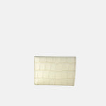 Biagini Croco Embossed Compact Credit Card Flap Wallet in Panna Cream - Big Bag NY