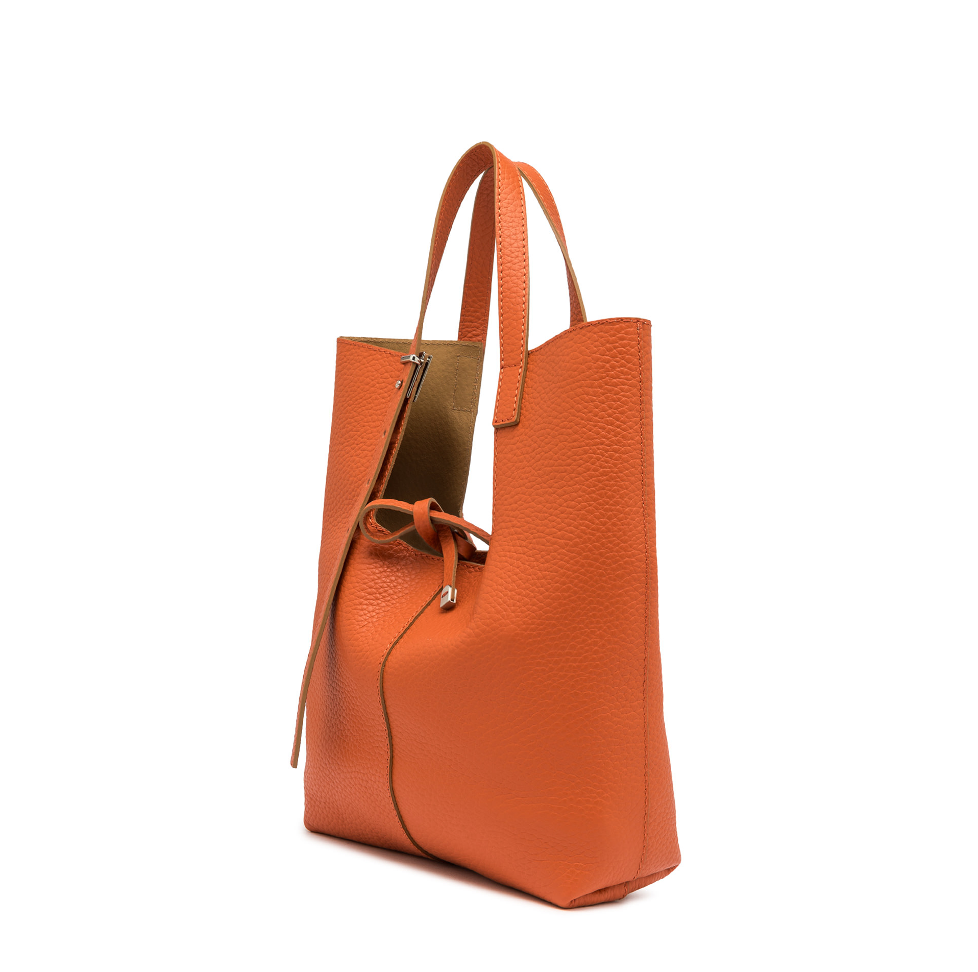 Gianni Chiarini Ava Leather Bucket Tote Coral - Big Bag NY