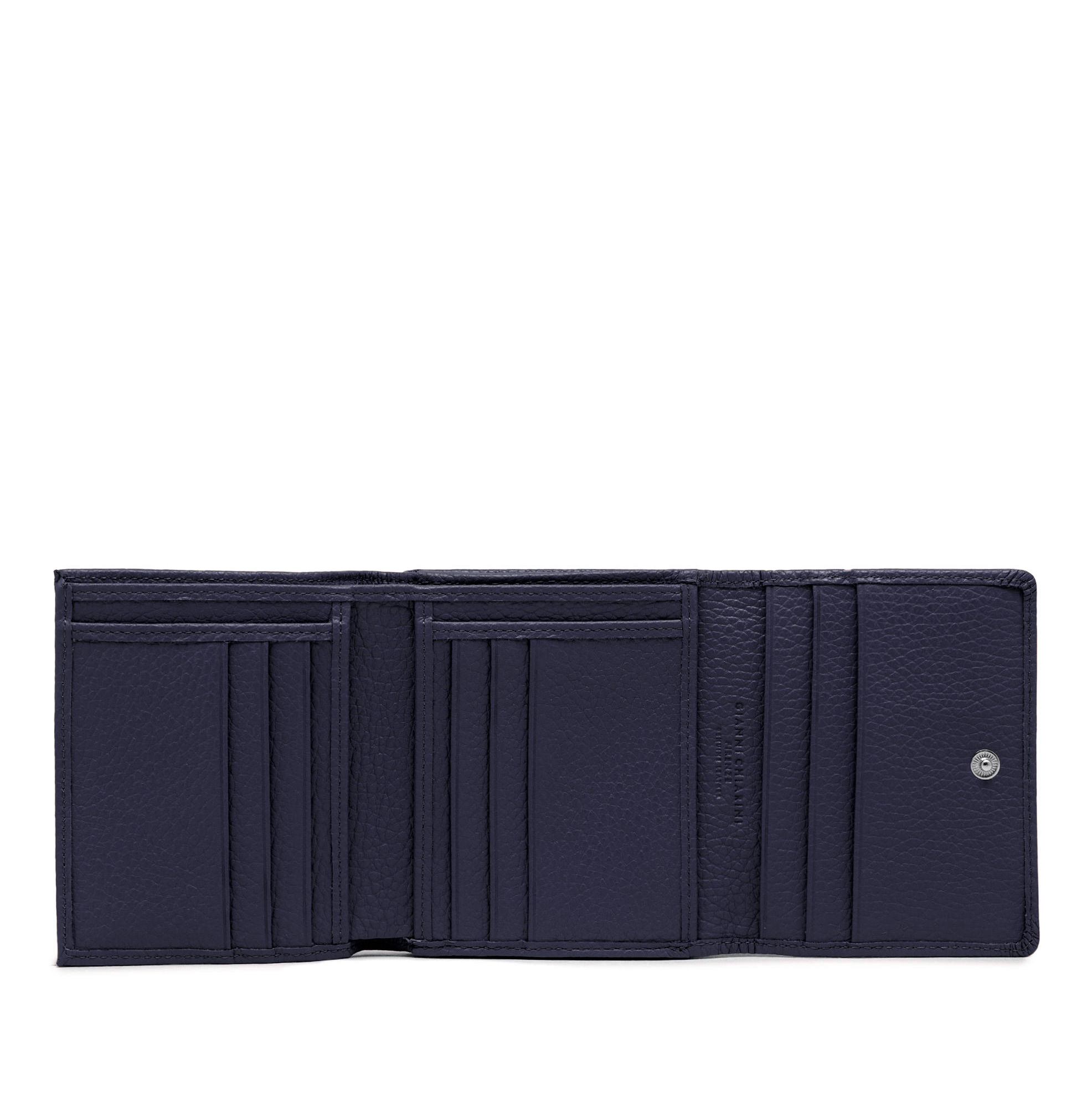 Gianni Chiarini Compact Trifold with Large Zip Pocket Navy - Big Bag NY