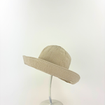 Grevi Beige and White Vertical Striped Bucket Hat Wide Brim - Big Bag NY