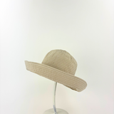 Grevi Beige and White Vertical Striped Bucket Hat Wide Brim - Big Bag NY