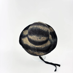 PCNQ CLEO Raffia Round Raffia Sun Hat in Grey with Black RIbbon Ties - Big Bag NY