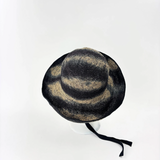 PCNQ CLEO Raffia Round Raffia Sun Hat in Grey with Black RIbbon Ties - Big Bag NY