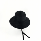 PCNQ HENRI Raffia Classic Flat Top Wide Brim Sun Hat with Ribbon Ties - Big Bag NY