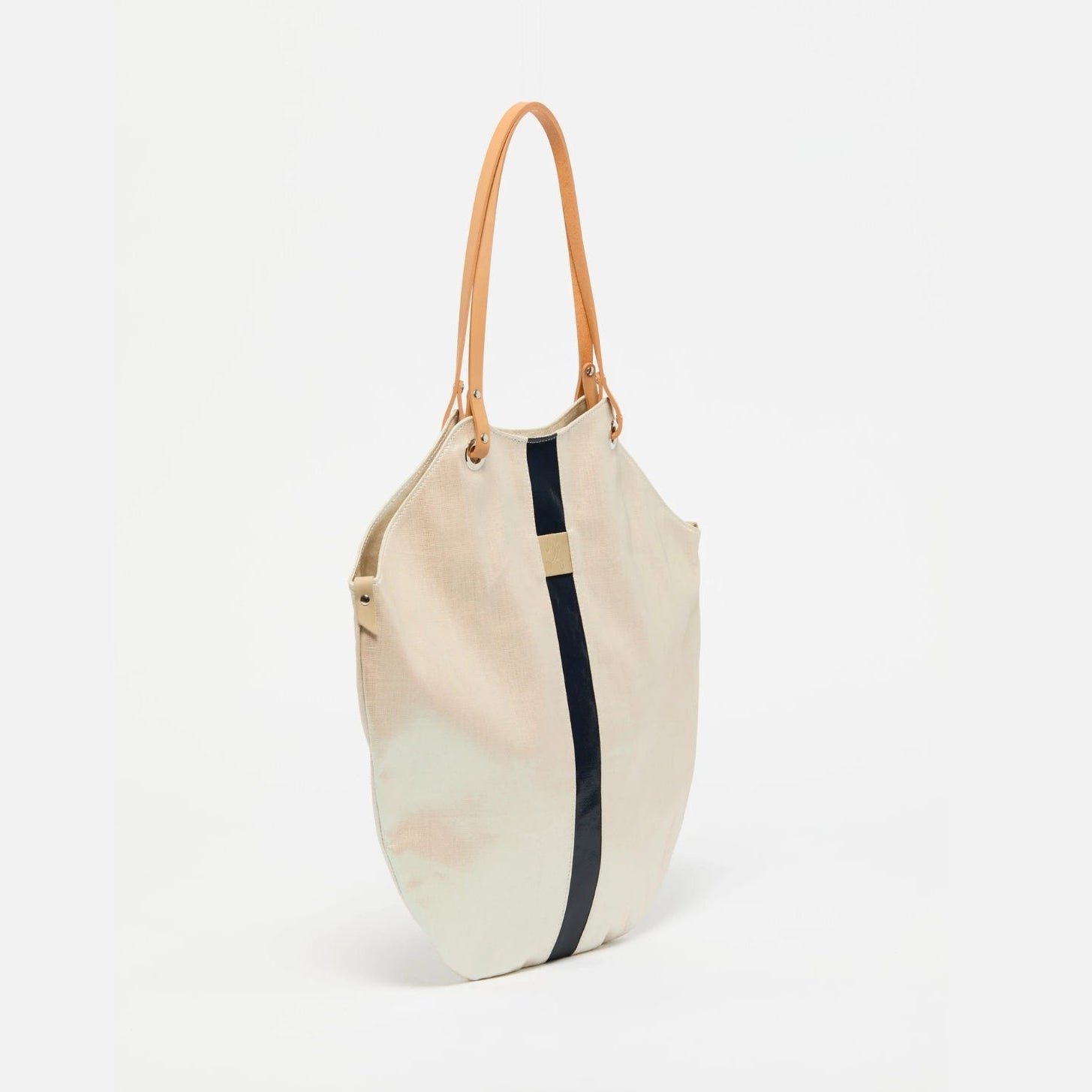 Jack Gomme FLORES Linen Tote Bag in Pearl/Deep - Big Bag NY