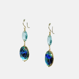 Abalone and Blue Topaz Long Drop Earrings