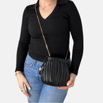 Ruched Lambskin Mini Shoulder Bag in Black - Big Bag NY