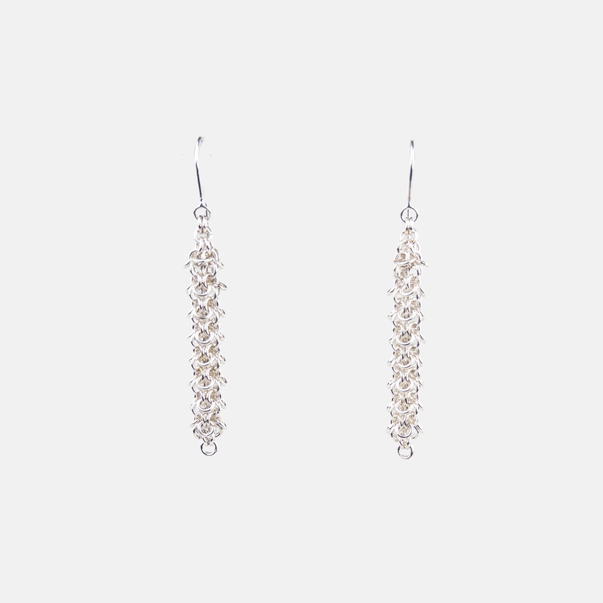 Alison Evans Long Silver Chainmail Earrings - Big Bag NY