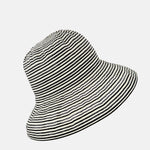 Ferruccio Vecchi Black and Ivory Striped Cotton Blend Summer Hat - Big Bag NY