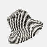 Ferruccio Vecchi Black and Ivory Striped Cotton Blend Summer Hat - Big Bag NY