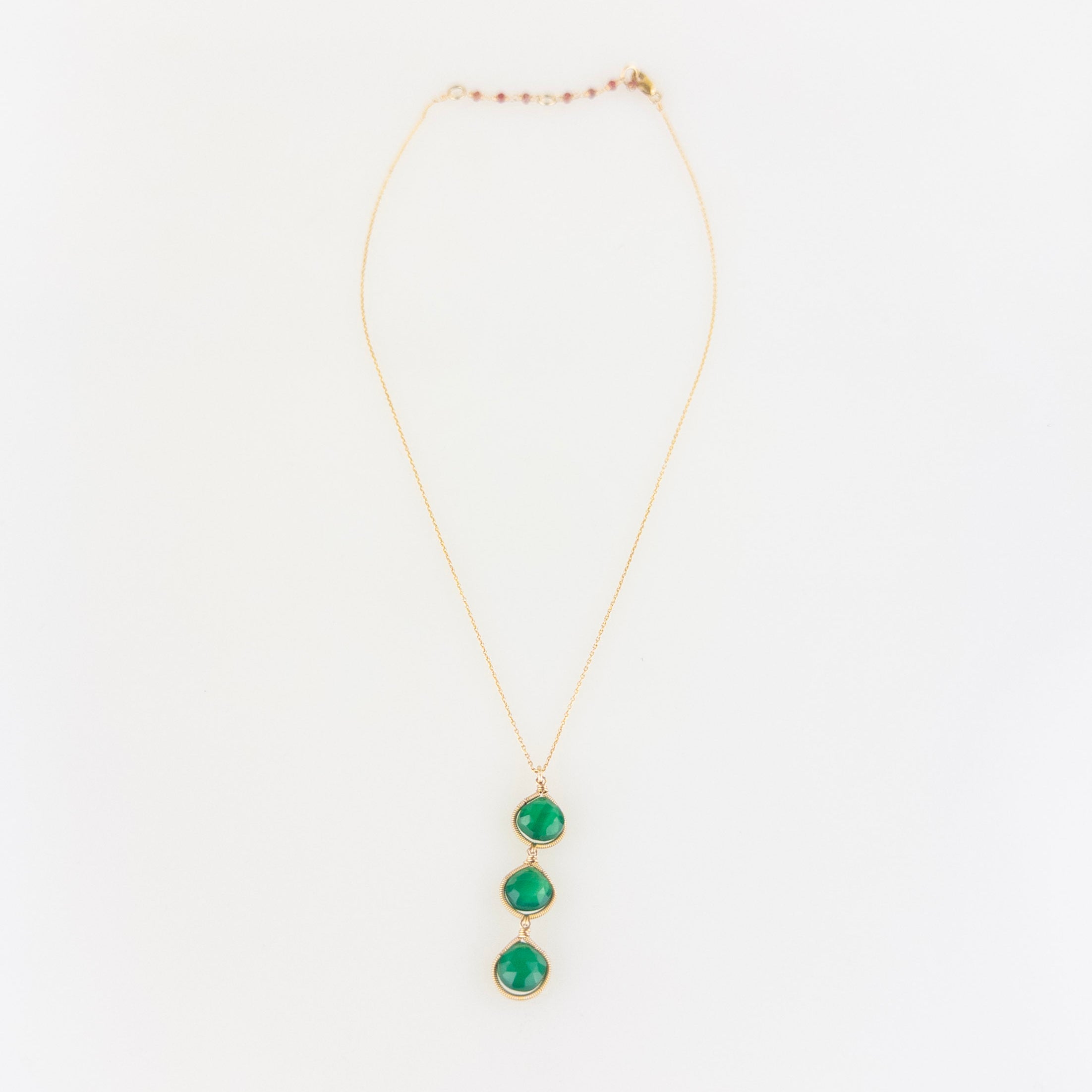 Lina's Triple Teardrop Necklace Green Onyx - Big Bag NY