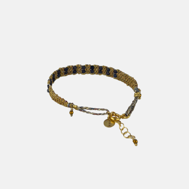 DAG Gioielli Woven Bracelet with Double Row of Sapphire Gemstones - Big Bag NY