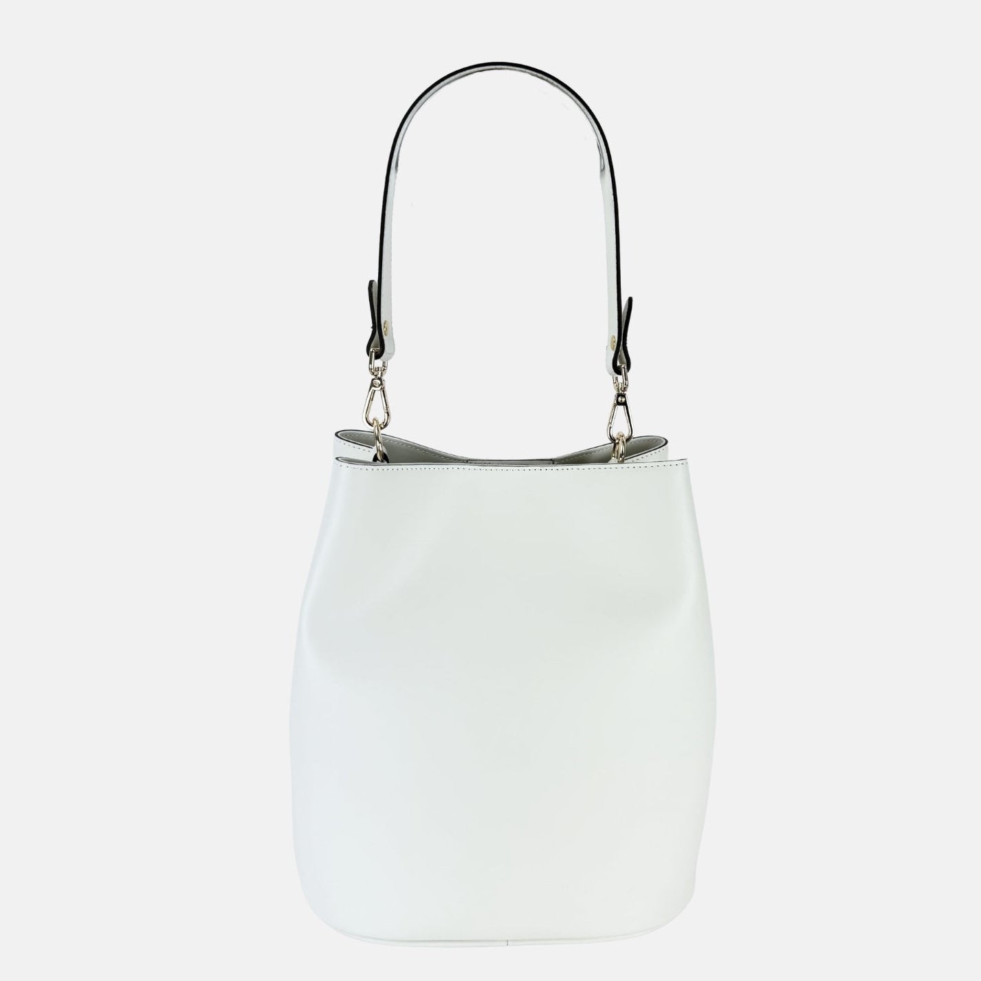 Gianni Notaro Smooth Matte Leather Bucket Bag in White - Big Bag NY