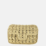 Caterina Bertini Medium Crochet Flapover Shoulder Bag in Natural - Big Bag NY