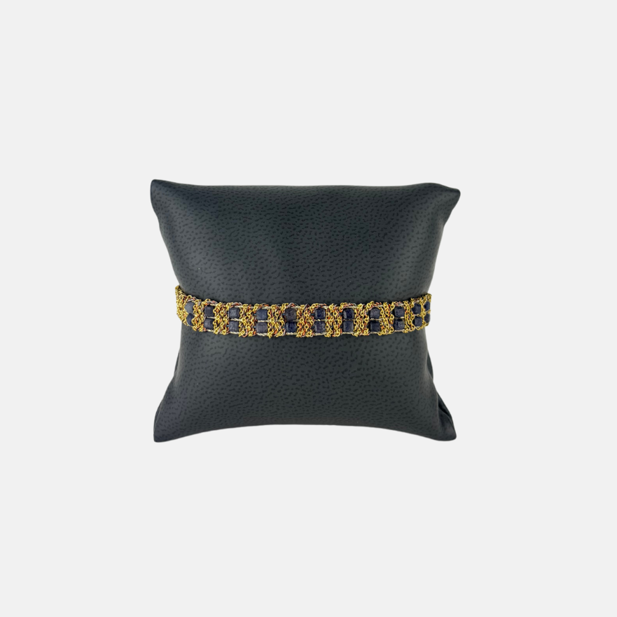 DAG Gioielli Woven Bracelet with Double Row of Sapphire Gemstones - Big Bag NY