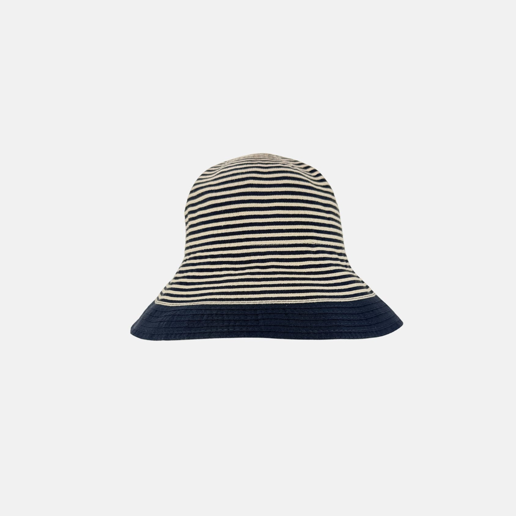 Grevi Striped Cotton Bucket Hat in Navy - Big Bag NY