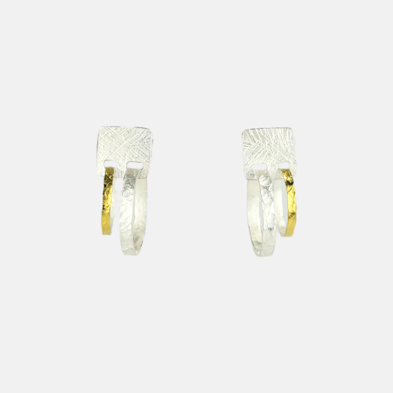 Heather Guidero Square Post Gold and Silver Double Hoops - Big Bag NY