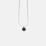 Ithil Round Pewter Druzy Necklace in Silver - Big Bag NY
