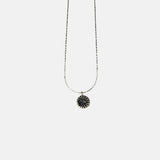 Ithil Round Pewter Druzy Necklace in Silver - Big Bag NY