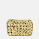 Caterina Bertini Medium Crochet Flapover Shoulder Bag in Natural