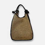 Large Raffia Shoulder Bag with Knotted Handles Natural - Big Bag NY