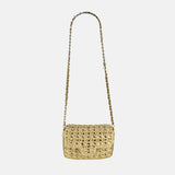 Medium Crochet Flapover Shoulder Bag in Natural