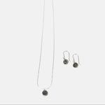 Ithil Round Pewter Druzy Necklace and Earrings in Silver - Big Bag NY