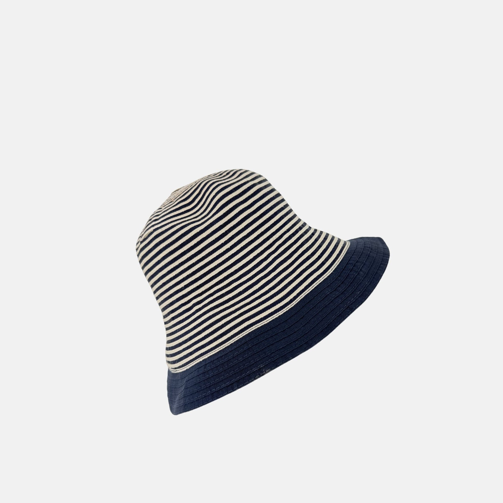 Grevi Striped Cotton Bucket Hat in Navy - Big Bag NY