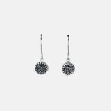 Ithil Pewter Round Druzy Dangle Earrings in Silver - Big Bag NY