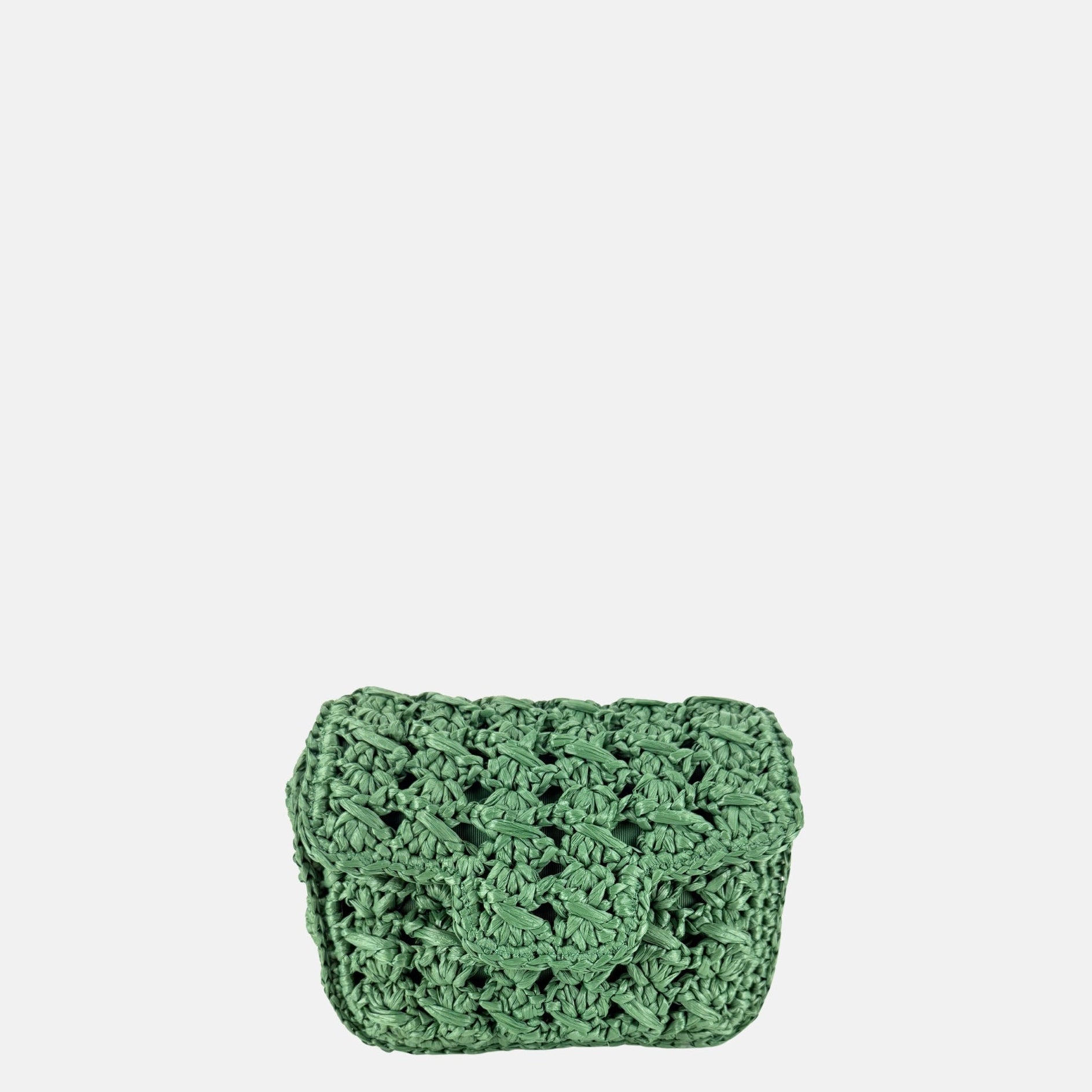Caterina Bertini Small Crochet Flapover Shoulder Bag in Green - Big Bag NY