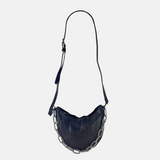 Rehard Small Moon Crossbody Bag with Gunmetal Chain Strap in Black