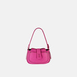 Plinio Visona Small Whip Stitched Shoulder Hobo Bag with Outer Pocket in Magenta - Big Bag NY