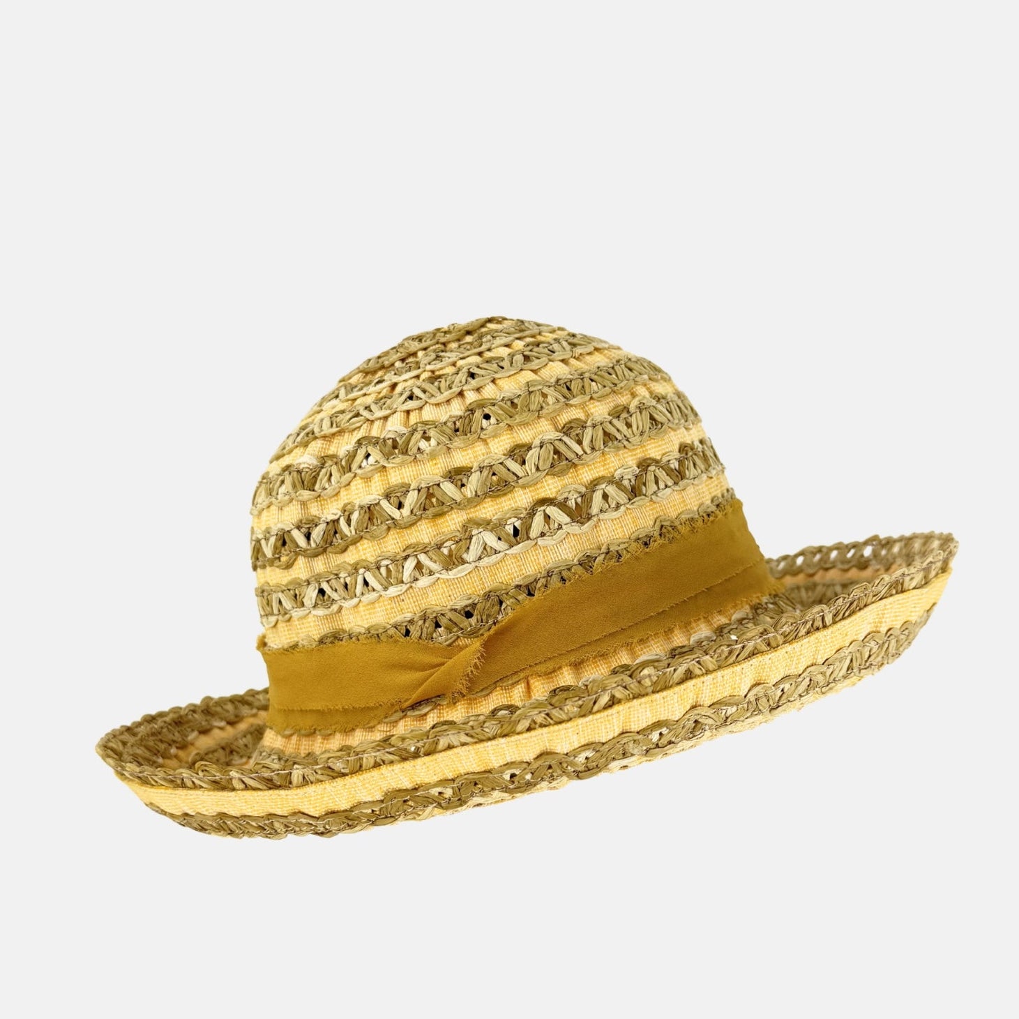 Ferruccio Vecchi Penelope Crochet Hat with Yellow Ribbon - Big Bag NY