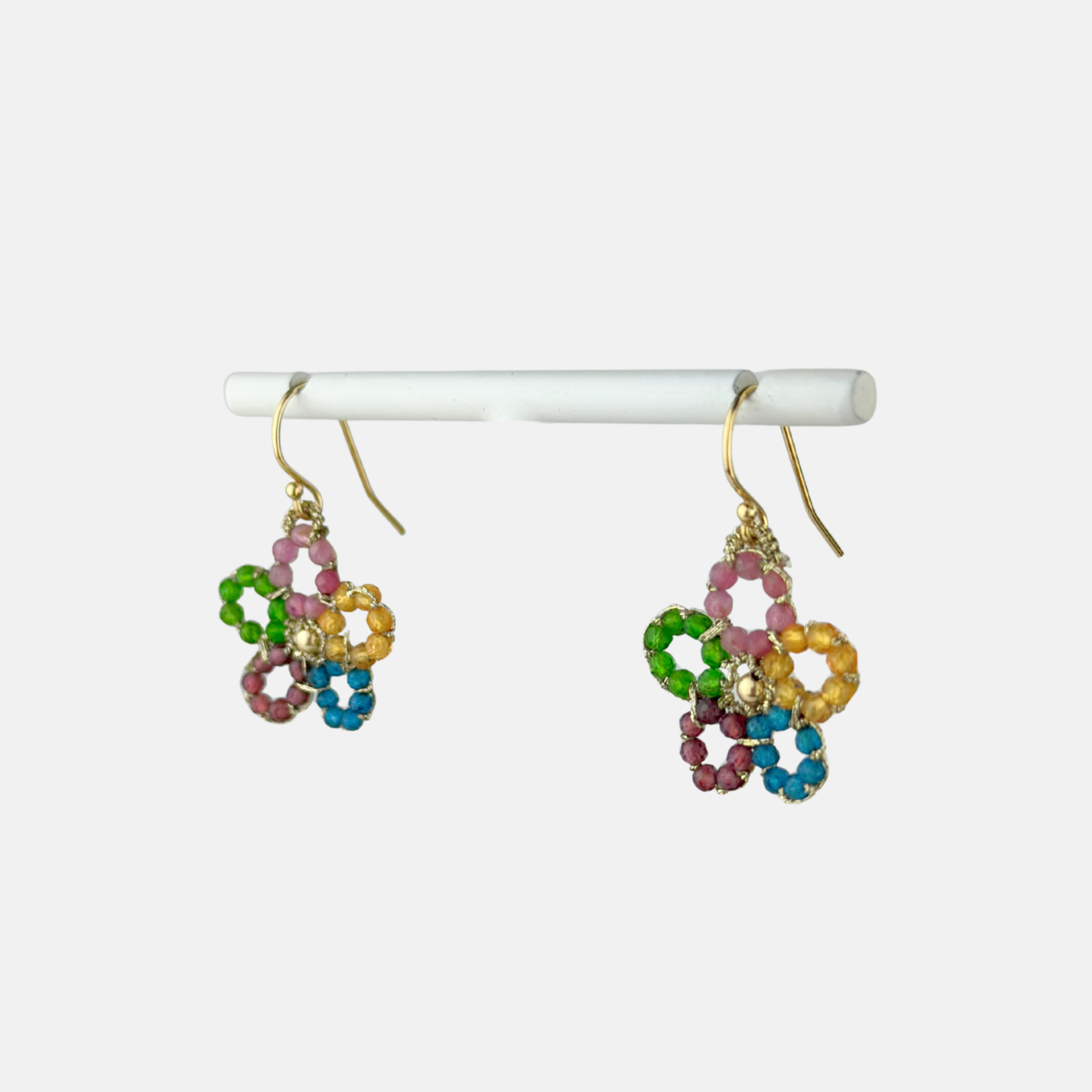 Rainbow Tourmaline Flower Earrings