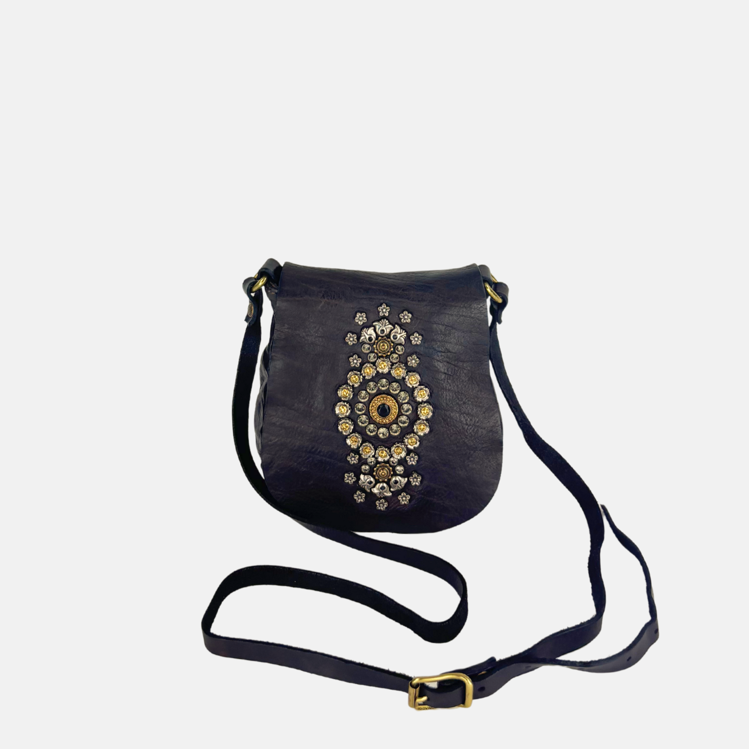 Campomaggi GIADA Small Studded Flap Crossbody in Brown - Big Bag NY
