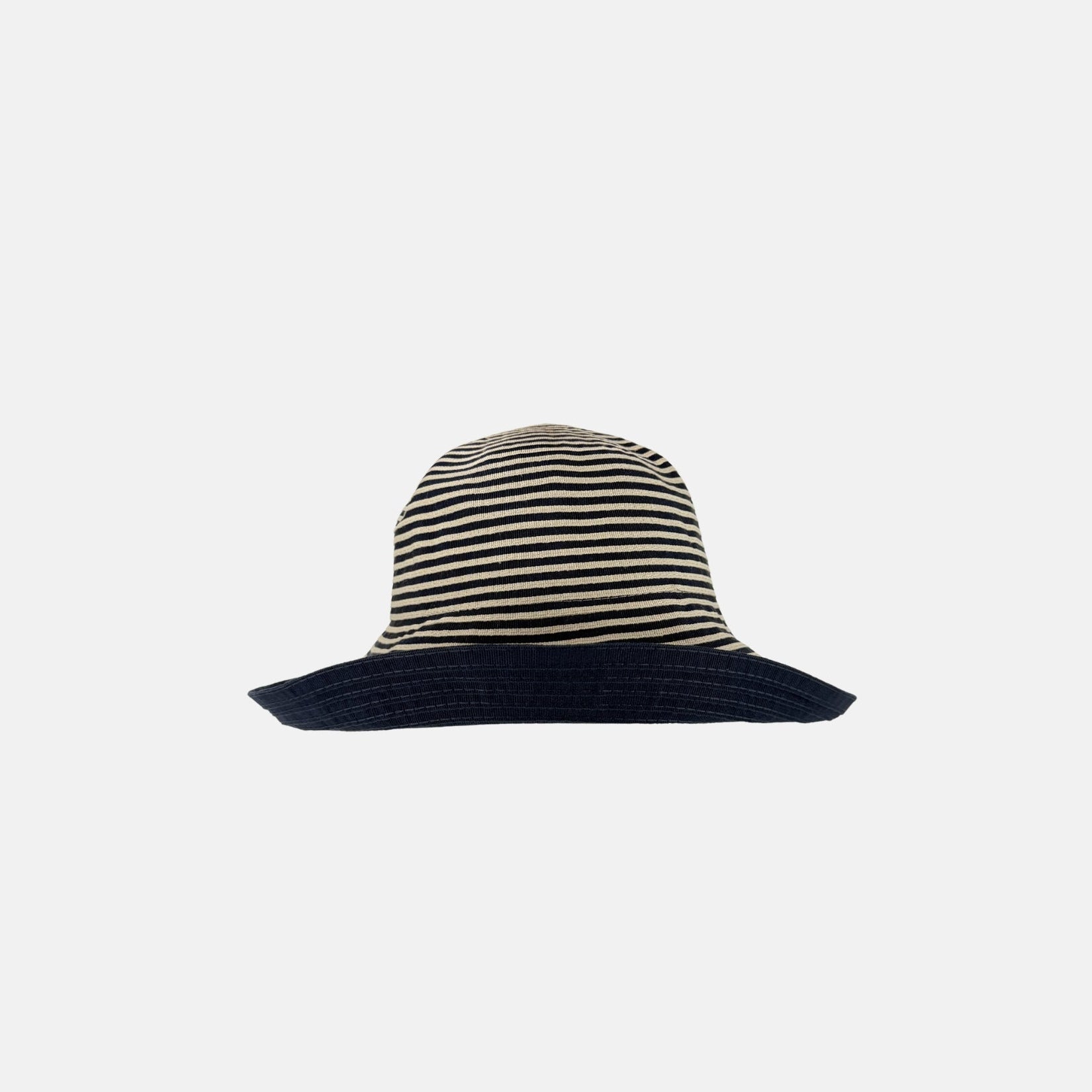 Grevi Striped Cotton Bucket Hat in Navy - Big Bag NY