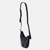 Rehard Small Moon Crossbody Bag with Gunmetal Chain Strap in Black