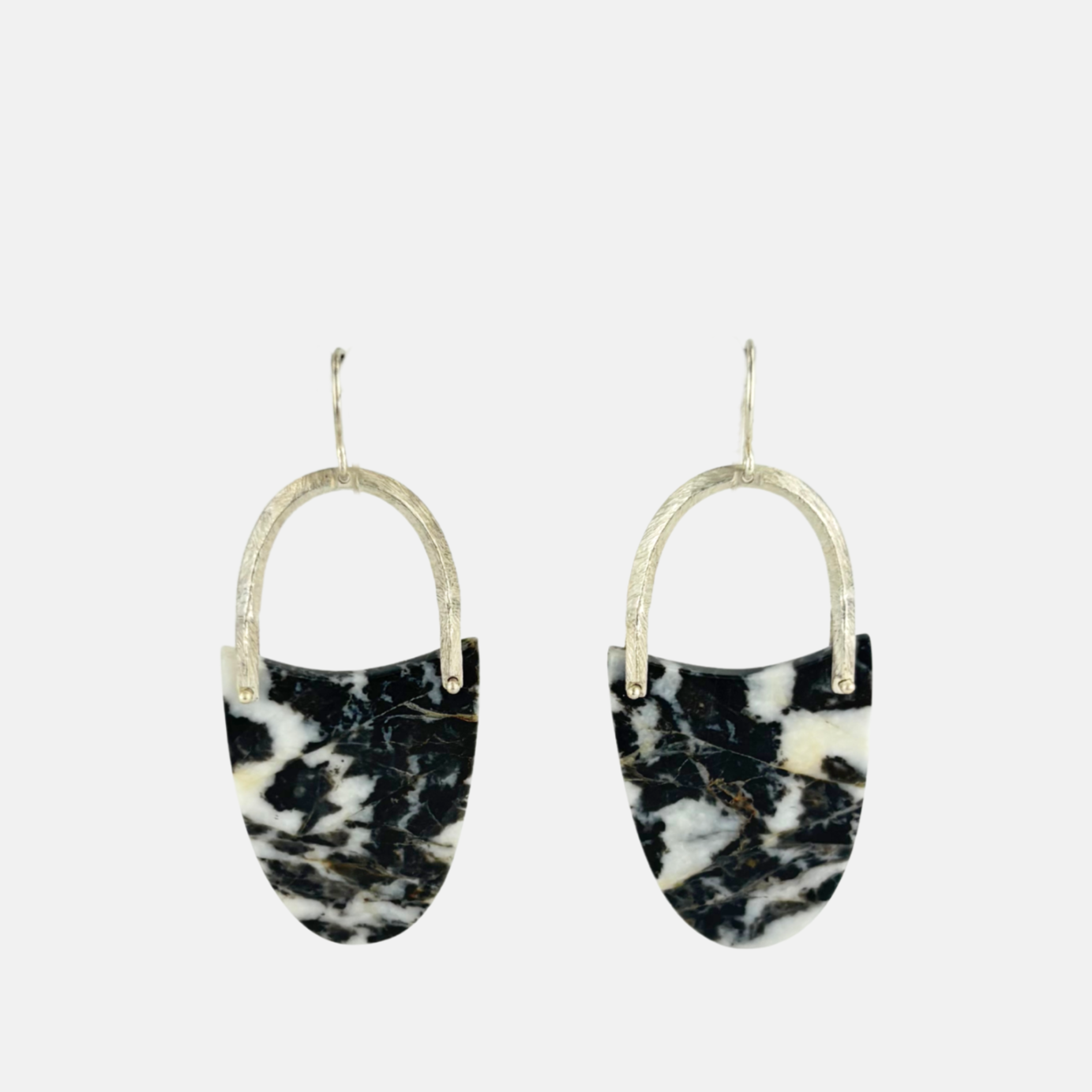 Silver Double Bridle Drop Earrings in Zebra Jasper - Big Bag 