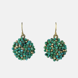 Turquoise and Gold Pyrite Cluster Drop Earrings