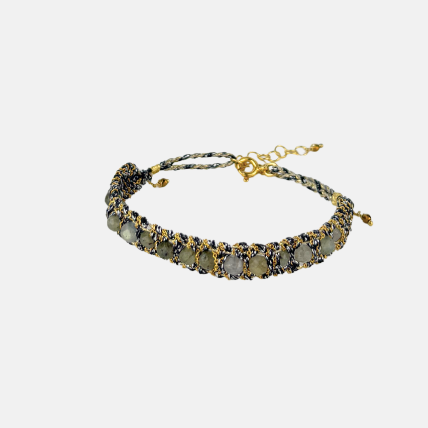DAG Gioielli Woven Bracelet with Labradorite Gemstones - Big Bag NY