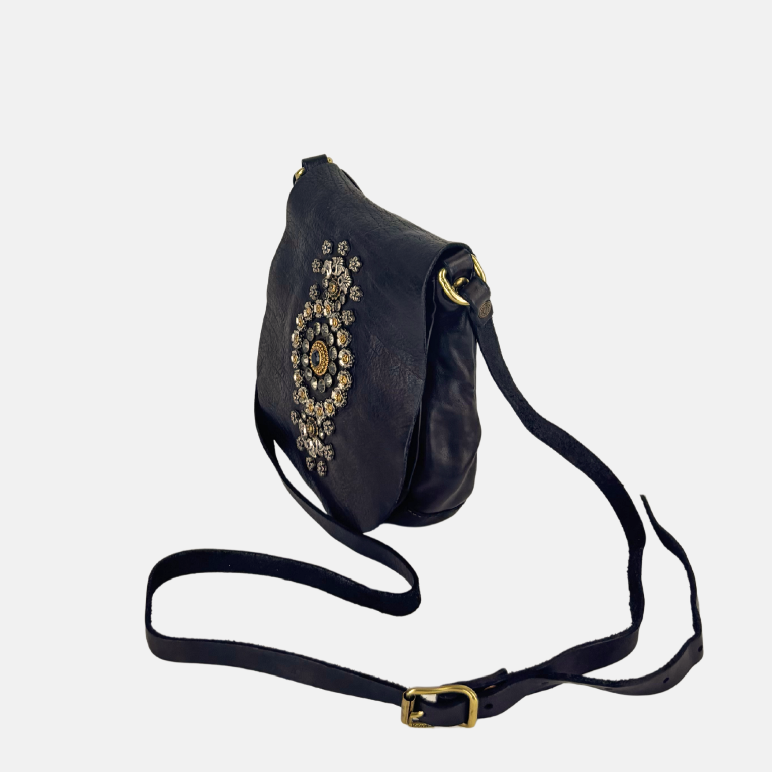  Campomaggi GIADA Small Studded Flap Crossbody in Brown - Big Bag NY