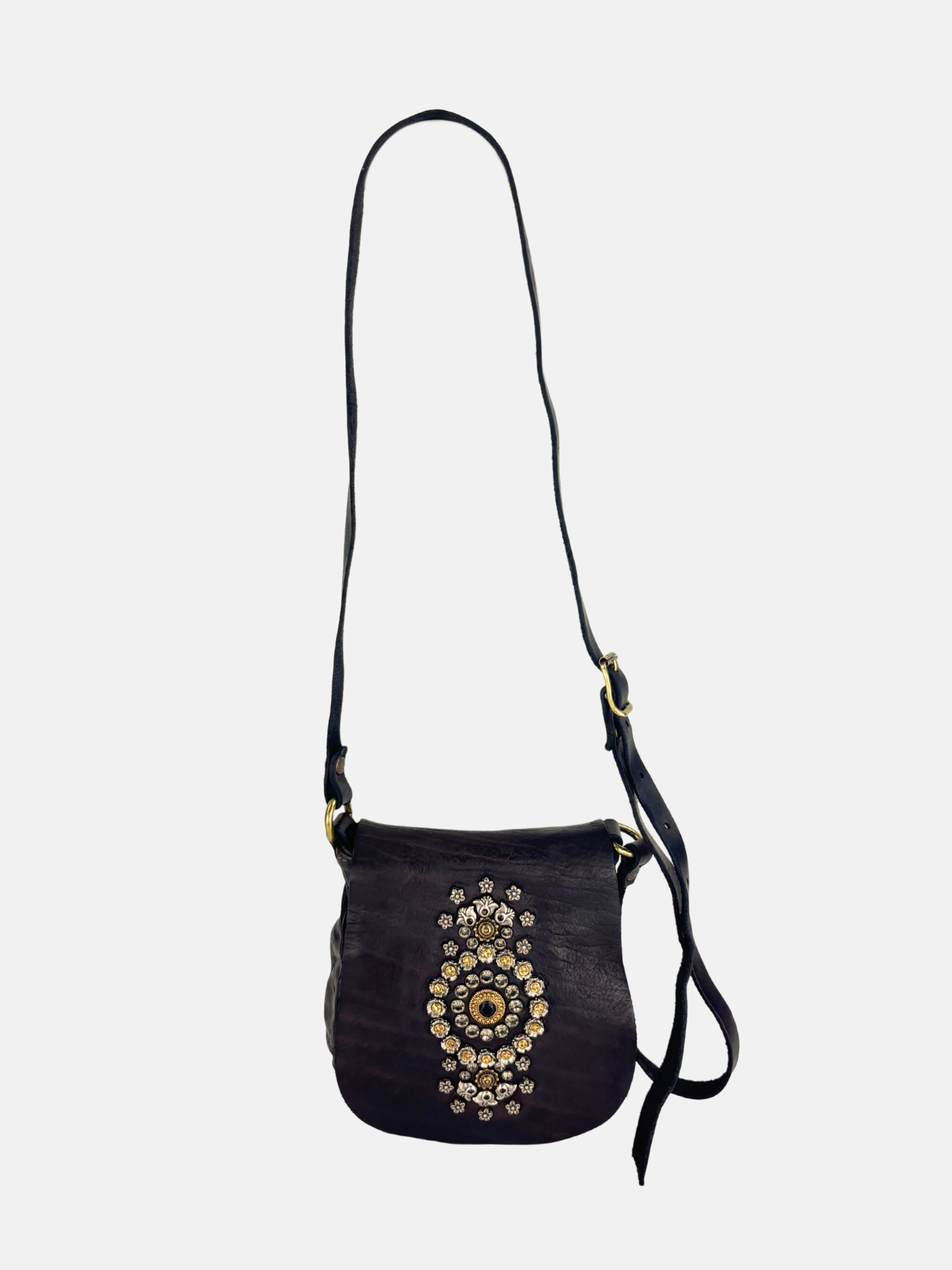 Campomaggi GIADA Small Studded Flap Crossbody in Brown - Big Bag NY